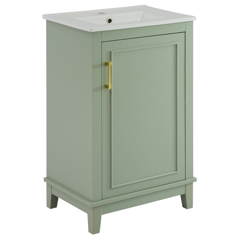 20-Inch Modern Vanity Cabinet With Ceramic Basin Small Bathroom