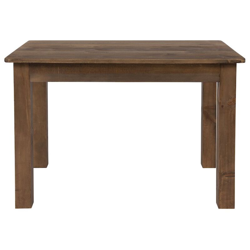 Flash Furniture 46" x 30" Rectangular Antique Rustic Solid Pine Farm Dining Table image number 4