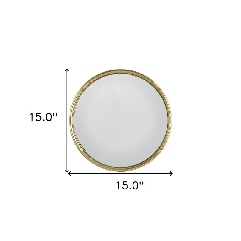 HomeRoots 15" Gold Round Iron Textured Framed Accent Mirror image number 3