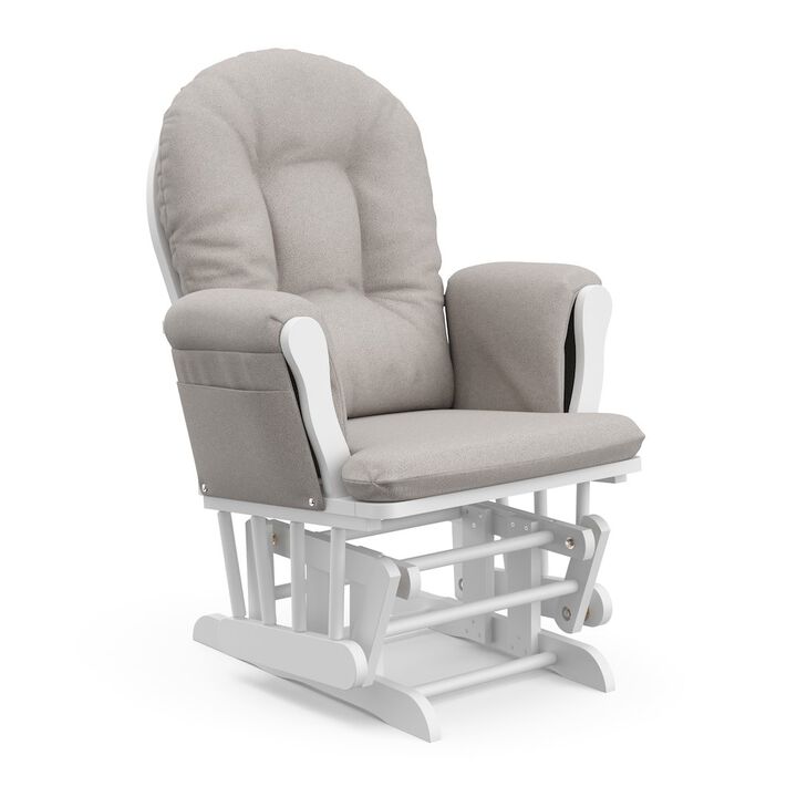 Storkcraft Hoop Glider and Ottoman - White with Taupe Swirl