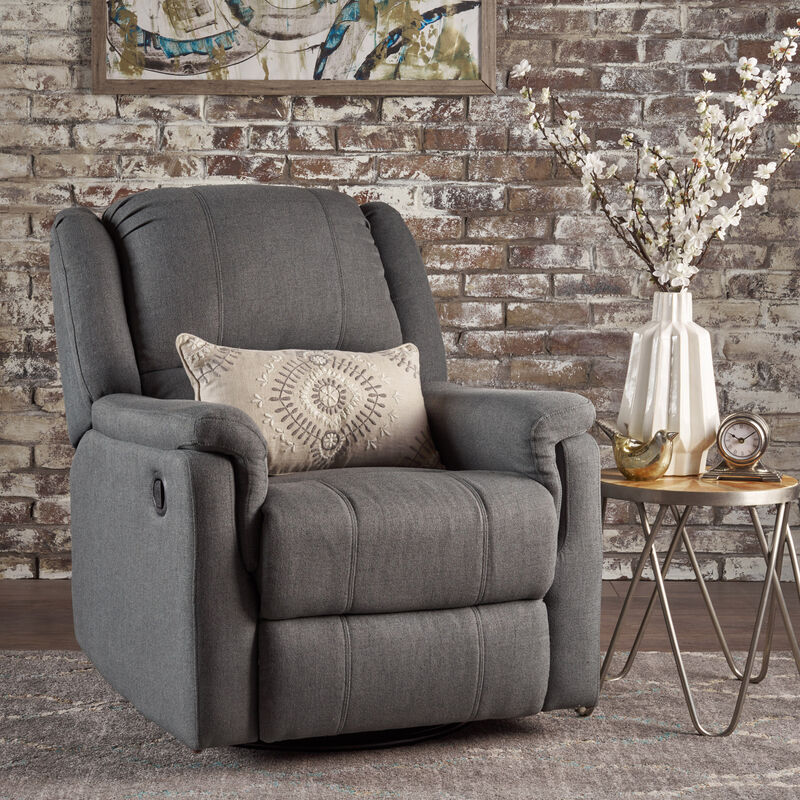 Streamdale Compact Swivel Glider Recliner in Charcoal