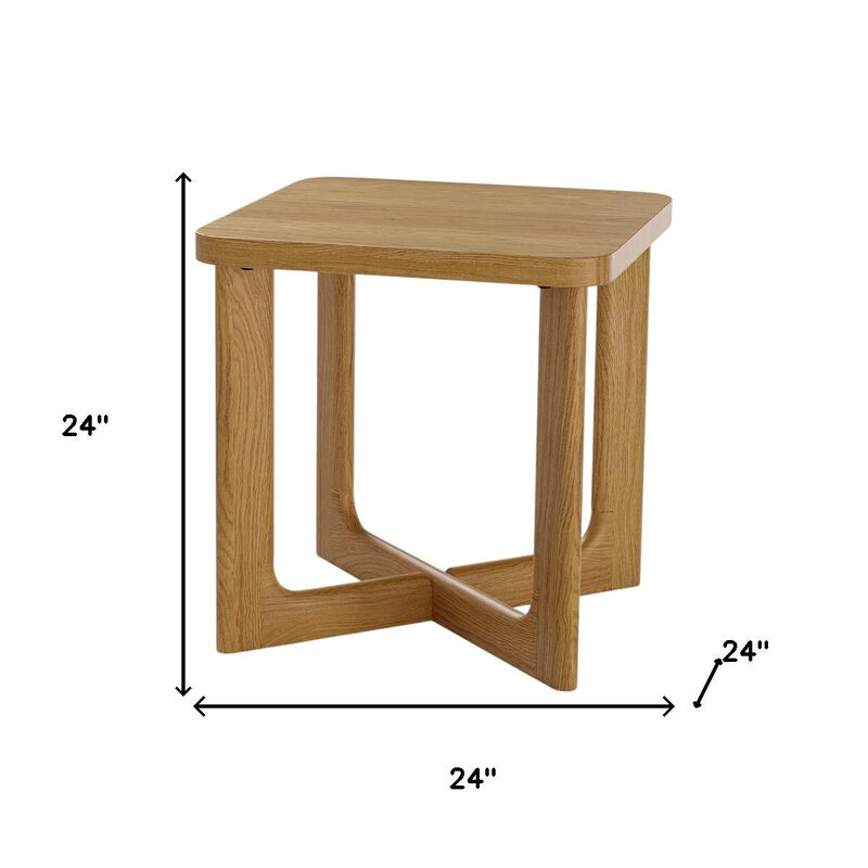 HomeRoots 24" Natural Wood Square Cross Legs End Table image number 4