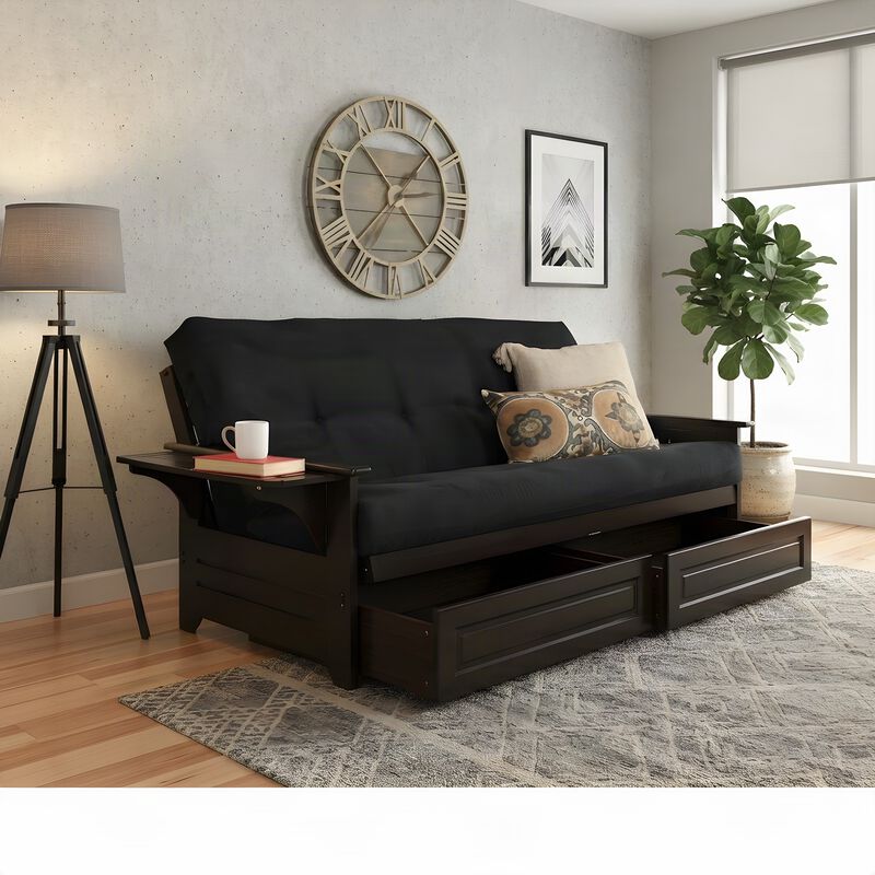 Phoenix Frame-Espresso Finish-Suede Black Mattress-Storage Drawers image number 4