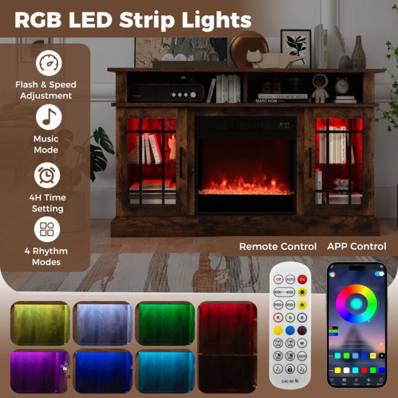 Hivvago TV Stand with Electric Fireplace LED Lights and Remote Controls for TVs Up to 40 Inch