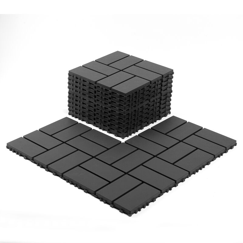 44 Pcs Plastic Interlocking Patio Deck Tiles,Outdoor Flooring, Waterproof for All-Weather Use image number 0