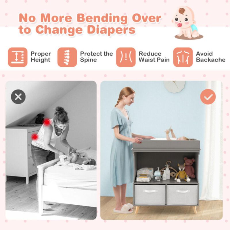 Baby Diaper Changing Station with Large Storage Capacity and Safety Belt