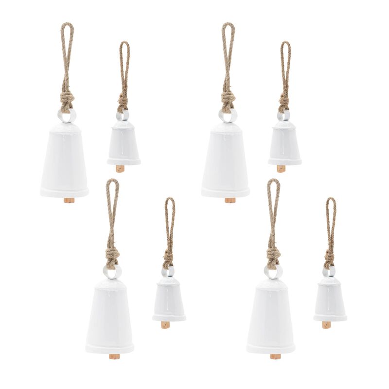 Rustic Metal Bell Ornaments Set of 8 for Christmas Tree or Garland Display