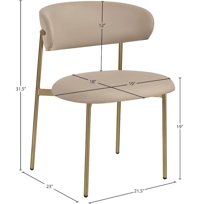 Meridian Furniture Lupita Taupe Vegan Leather Dining Chair, Set of 2