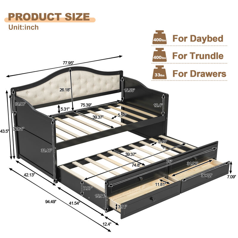 Merax Twin Daybed with Trundle