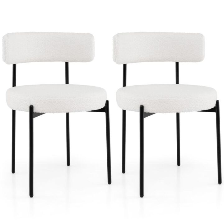 Hivvago Boucle Dining Chair with Curved Backrest and Metal Legs Set of 2