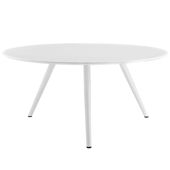 Modway Lippa 60" Mid-Century Modern Dining Table with Round White Top and Tripod Base in White