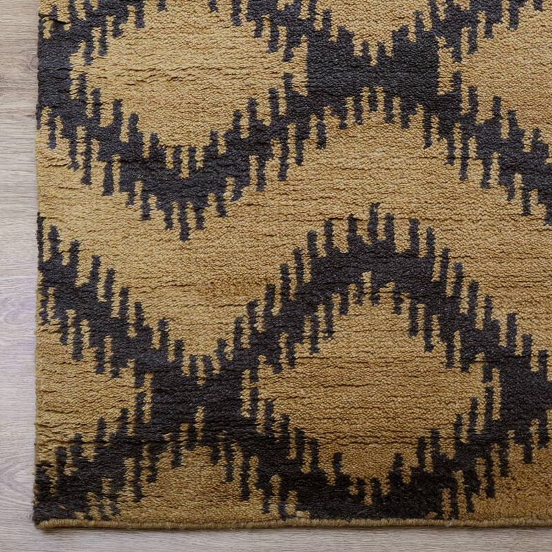 HAND KNOTTED WOOL Geometric AREA RUGS  - Rectangle Shape, Geometric Modern, Medium Pile Handmade Area Rugs for Living Room, Bed Room (N00165) image number 4