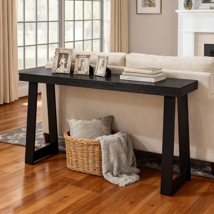 Modern Narrow Console Table for Behind Couch and Foyer - Black
