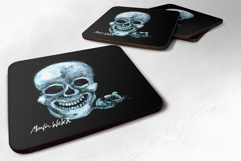 Caroline's Treasures MW1106FC Ekk A Meece Skull and Mouse Foam Coasters (Set of 4), 3.5 H x 3.5 W, Multicolor image number 0