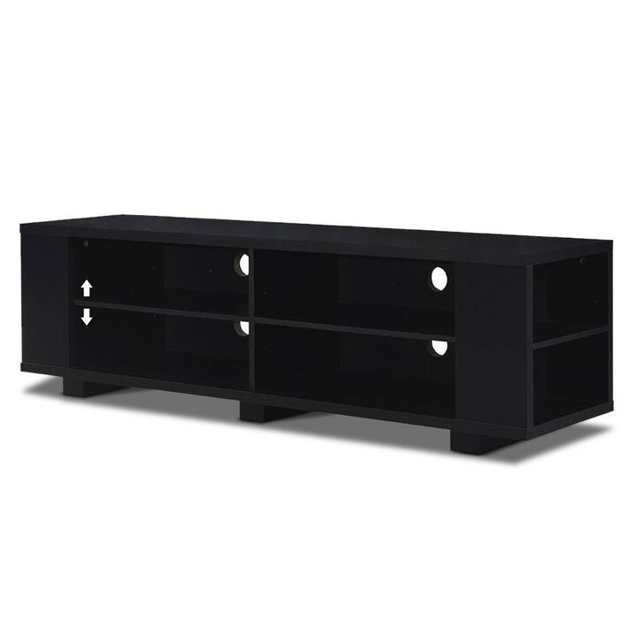 Hivvago Modern Entertainment Center in Black Wood Finish   Holds up to 60 inch TV
