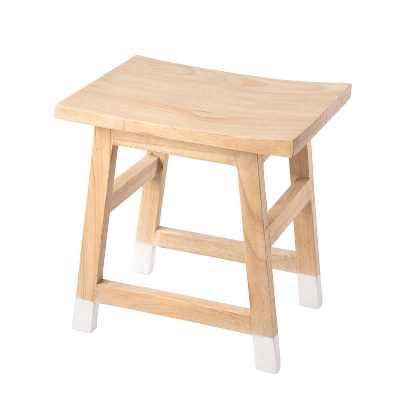 Finesse Classic Casual Handcrafted Solid Mindi Wood Accent Stool with Tipped Legs image number 0