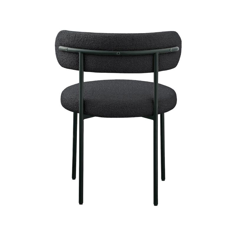 Meridian Furniture Beacon Black Boucle Fabric Dining Chair, Set of 2
