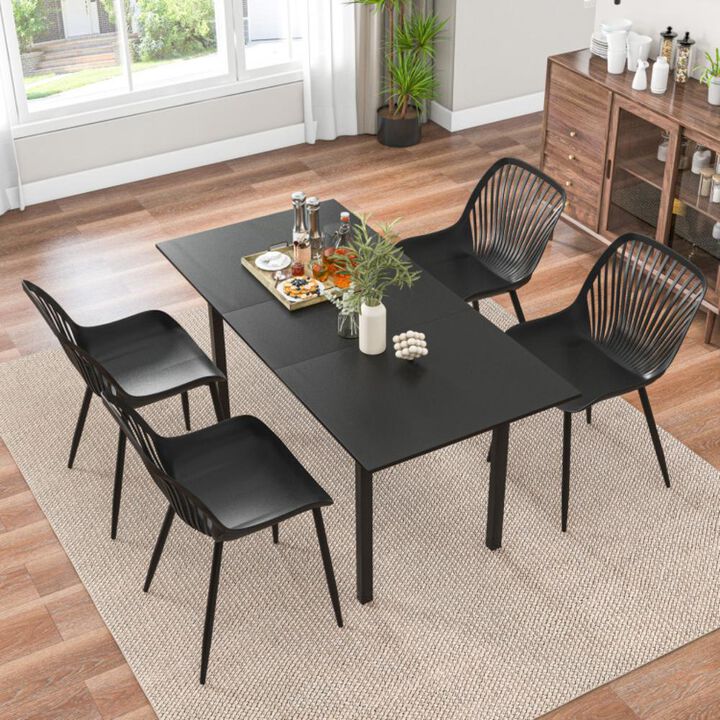 Hivvago Modern Kitchen Chairs with Metal Legs, Cutout Backrest, Curved Seat for Dining Room Home Office