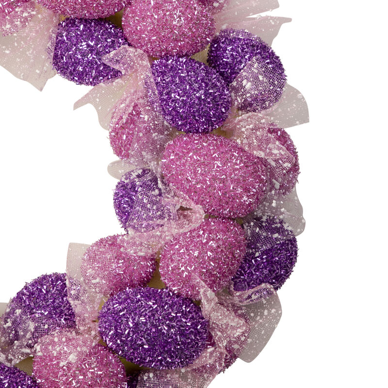 Glittered Pink and Purple Easter Egg Wreath  20-Inch  Unlit