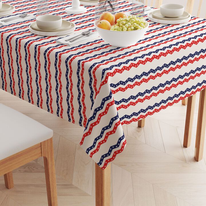 Fabric Textile Products, Inc. Square Tablecloth, 100% Cotton, Patriotic Chevron