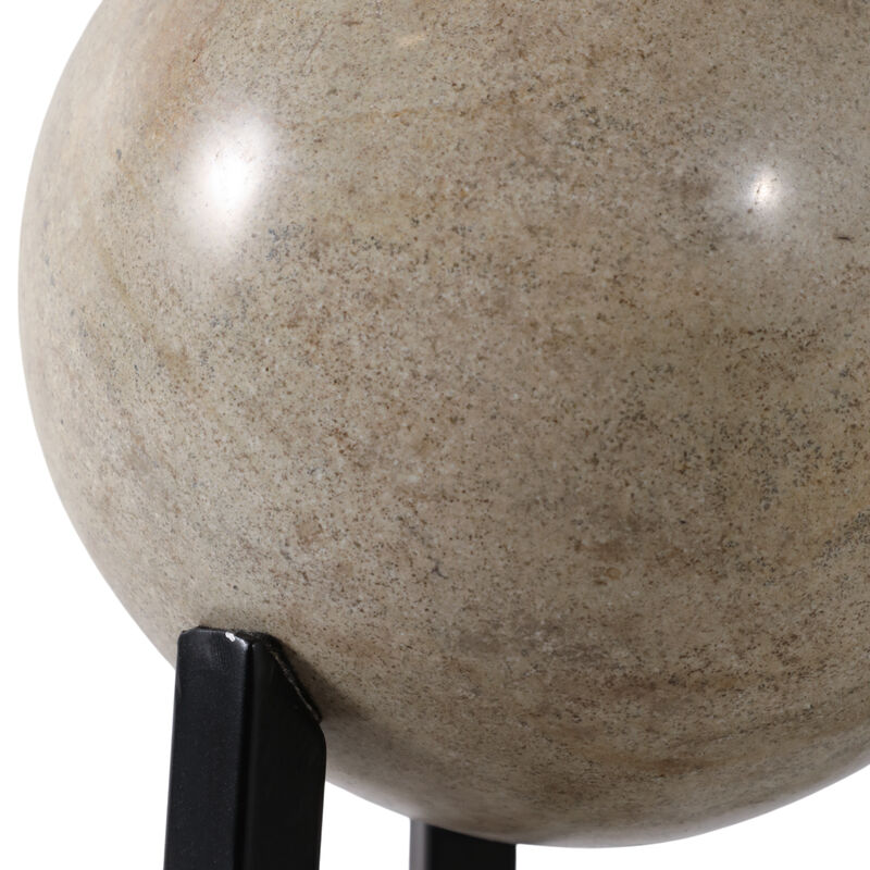 14x8" Marble Orb On Stand, Ivory/black image number 5