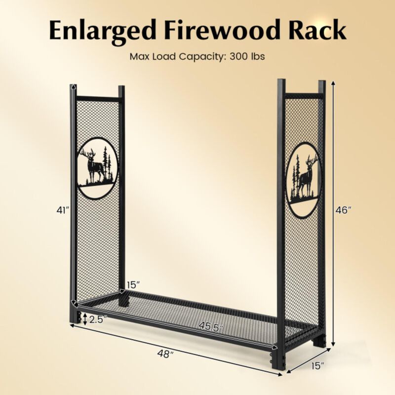 Hivvago 4 Feet Firewood Rack Stand with Mesh Sides