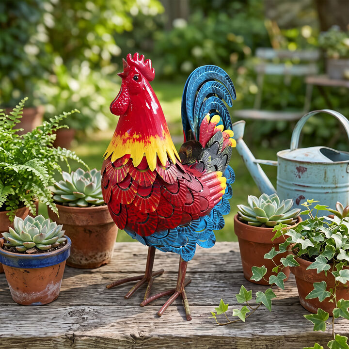 Rutgat Wrought-iron rooster garden statue
