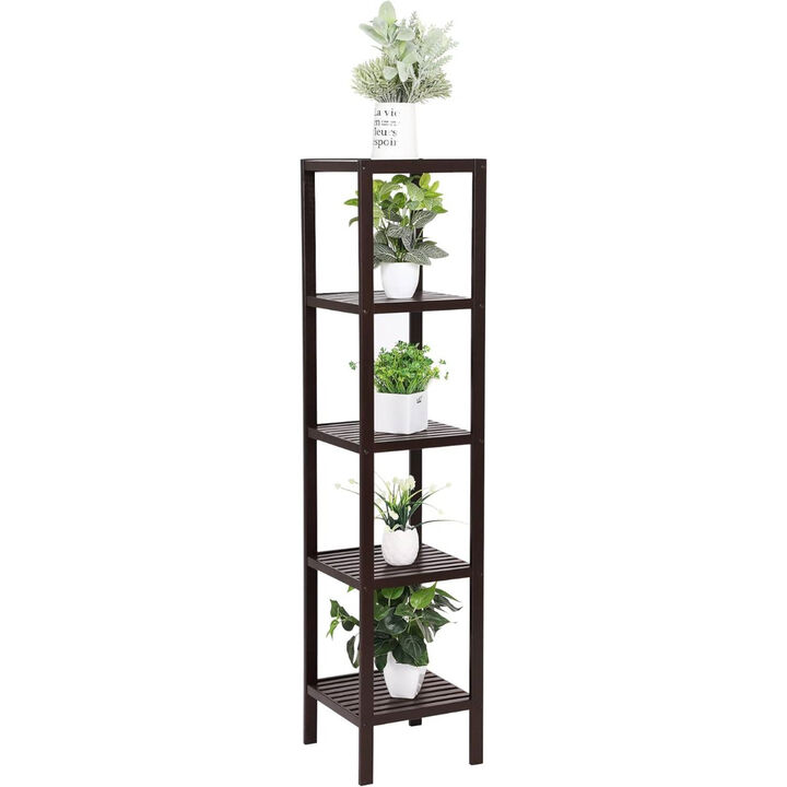 Wood 4-Shelf Narrow Bookcase, Versatile Storage Rack for Home or Office
