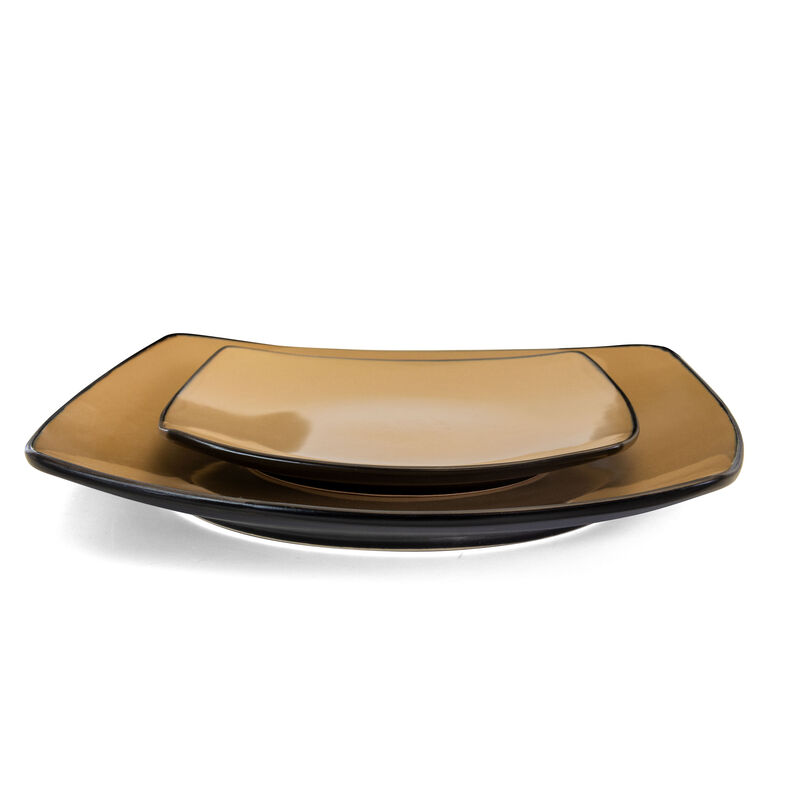 Soho Lounge 16 pc Dinnerware, Taupe Square Shape (Service for 4)
