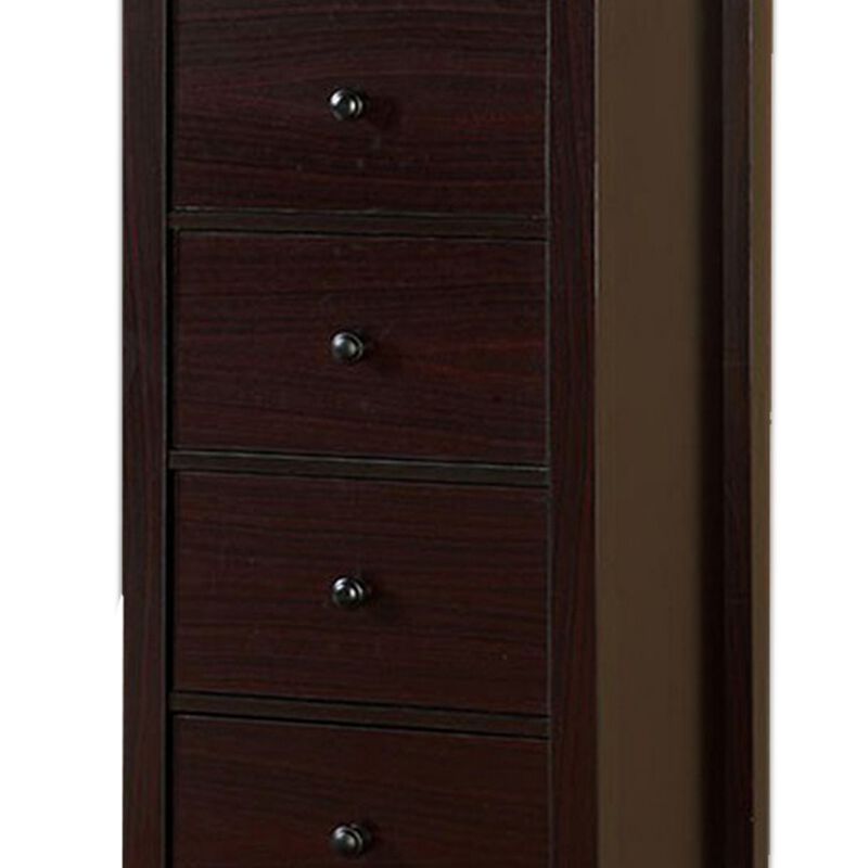 Contemporary Style 5 Drawer Wooden Chest with Straight Legs, Brown-Benzara