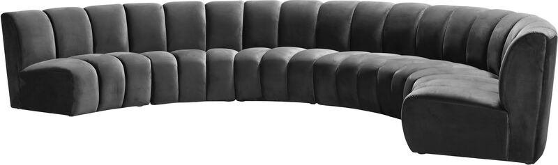 Meridian Furniture Infinity Grey Velvet 6pc. Modular Sectional image number 5
