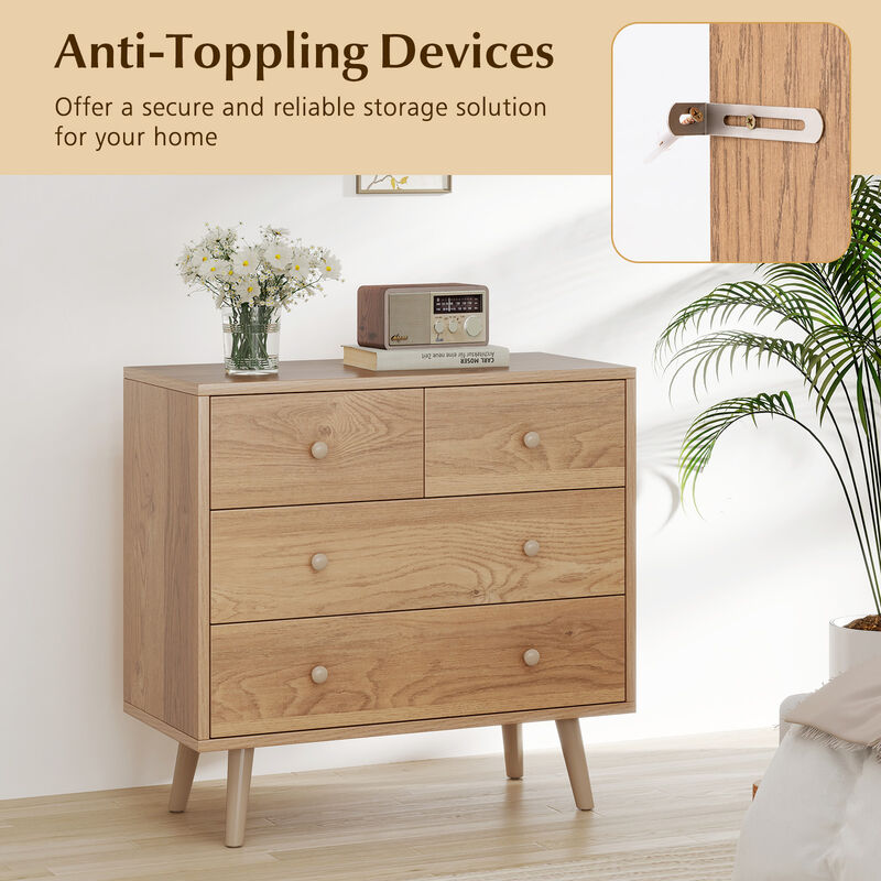 Wide 4-Drawer Wooden Storage Dresser for Bedroom Living Room image number 5