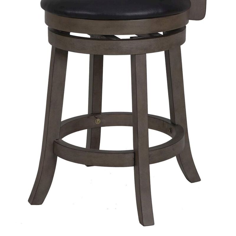 Wood Swivel Counter Stool Gray PU Seat image number 3