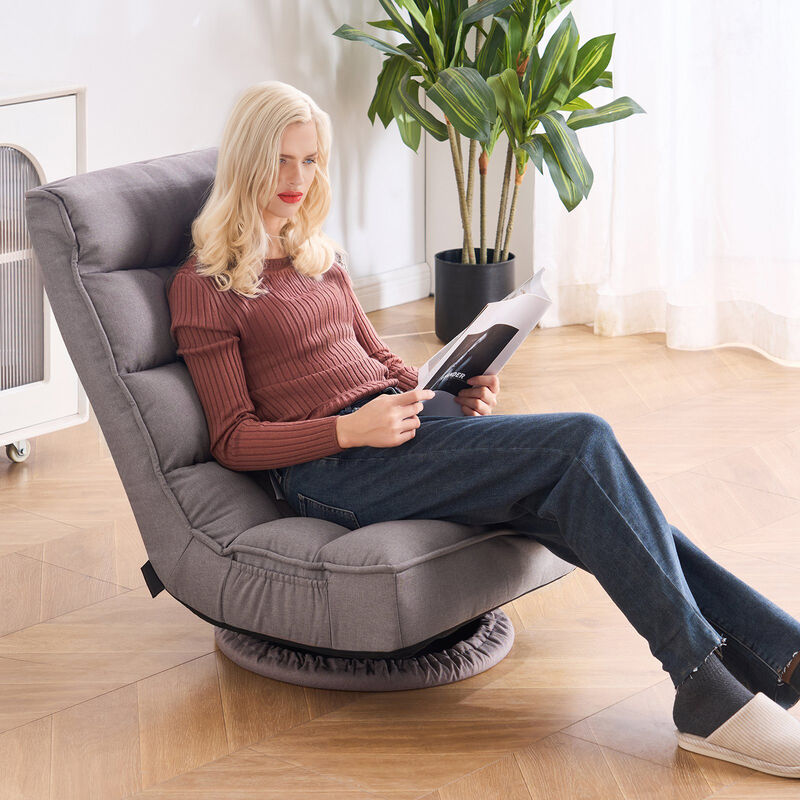 Swivel Floor Gaming Chair with 360&deg; Rotation and Adjustable Folding Backrest image number 1