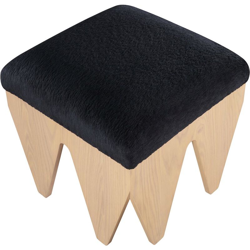 Meridian Furniture Altair Black Velour Fur Fabric Bench