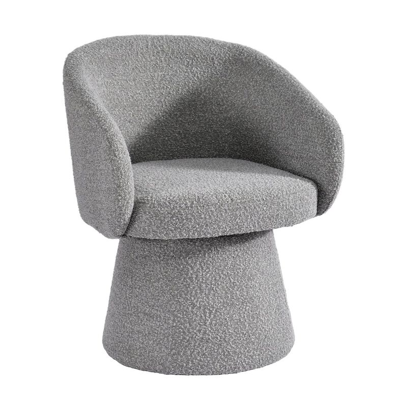 Glamour Home Belle Gray Boucle Fabric Dining Chair with Swivel Base