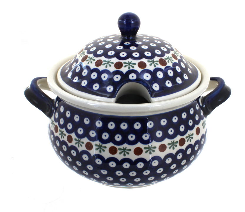Blue Rose Polish Pottery Peacock Soup Tureen
