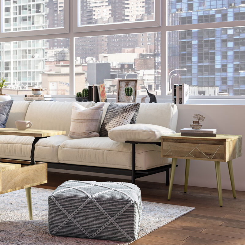 Jager Mid Century - Contemporary 22 inch Wide Metal Side Table in Natural