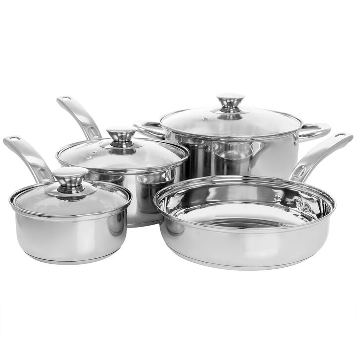 Gibson Home Anston 7 Piece Stainless Steel Cookware Set in Silver