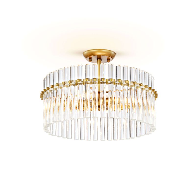 Marie 4-light Brushed Brass Crystal Flush Mount image number 0