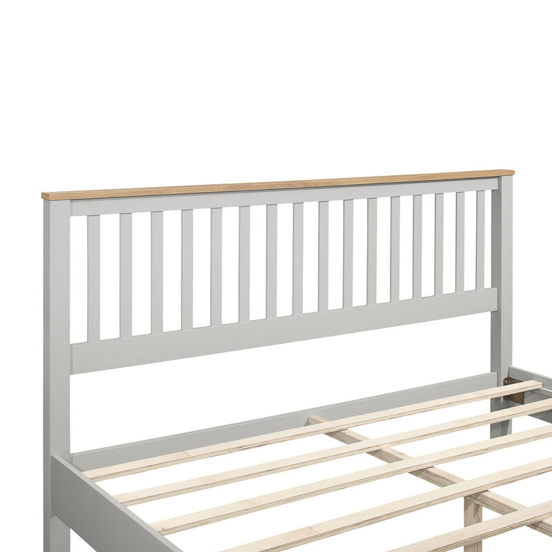 Country Gray Solid Platform Bed with Oak Top, King image number 5