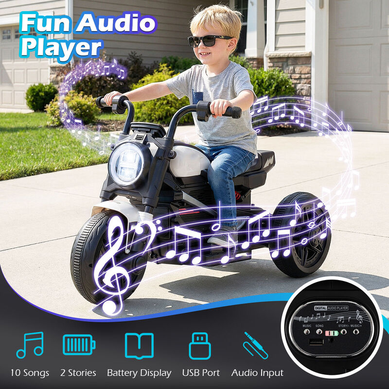 6V Kids Ride On Motorcycle with Music and LED Headlight for Yard and Garden image number 6