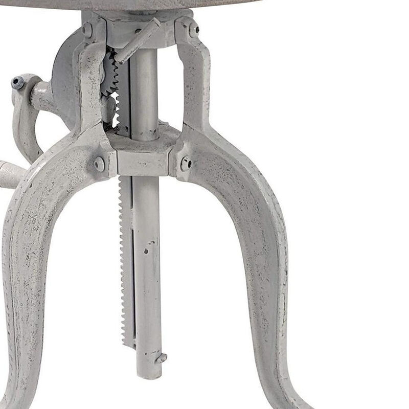 HomeRoots 19" White Solid Wood and Iron Height Adjustable Round End Table image number 4