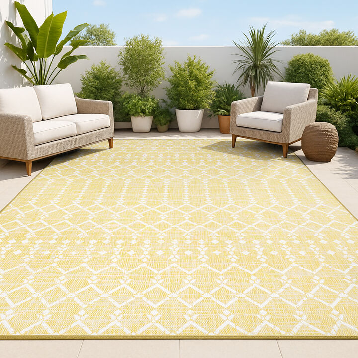 Ourika Moroccan Geometric Textured Weave Indoor/Outdoor Area Rug
