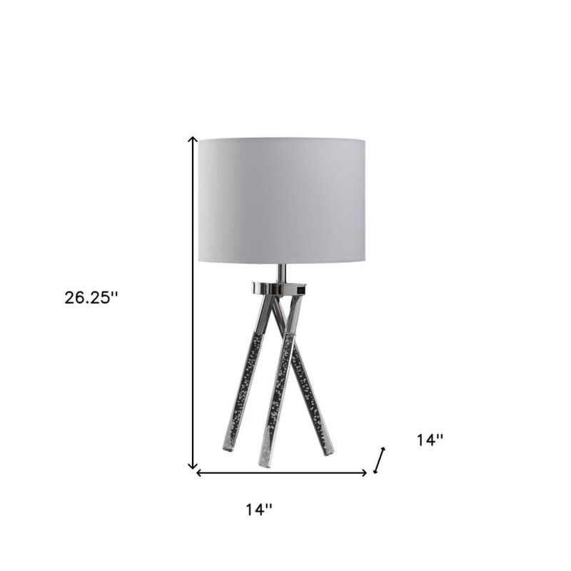 Hivvago 26" Silver and LED Acrylic Tripod Table Lamp With White Shade