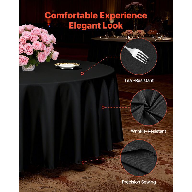 Round Tablecloth Set, Machine Washable Polyester Covers for Wedding, Banquet & Events image number 6