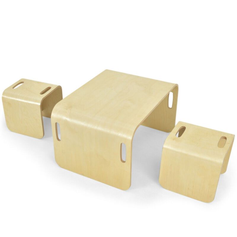 3-Piece Kids Wooden Table and Chair Set