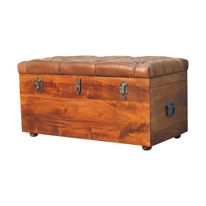 Artisan Furniture Buffalo Hide Chestnut Storage Trunk