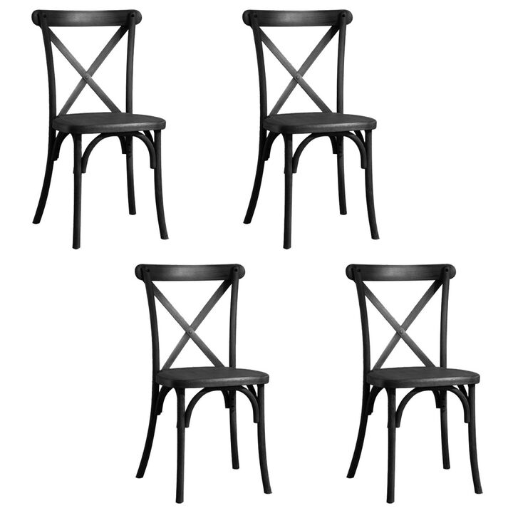 Resin Cross Back Chair for Dining room, wedding, commercial use, 4-pack, Black
