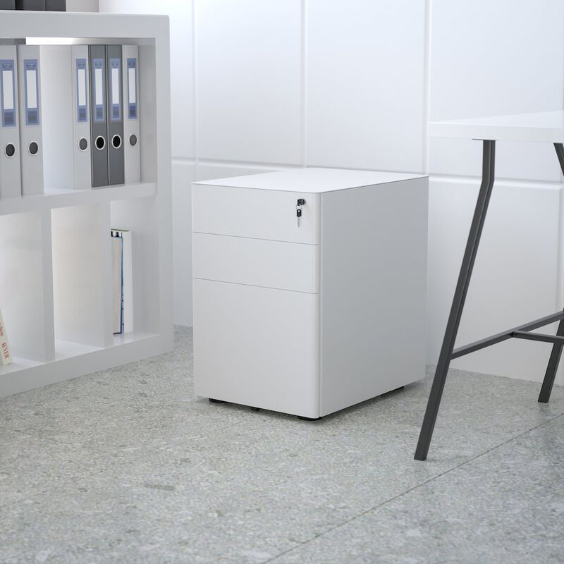 Flash Furniture 3-Drawer Mobile Locking Filing Cabinet with Anti-Tilt Mechanism, White image number 9